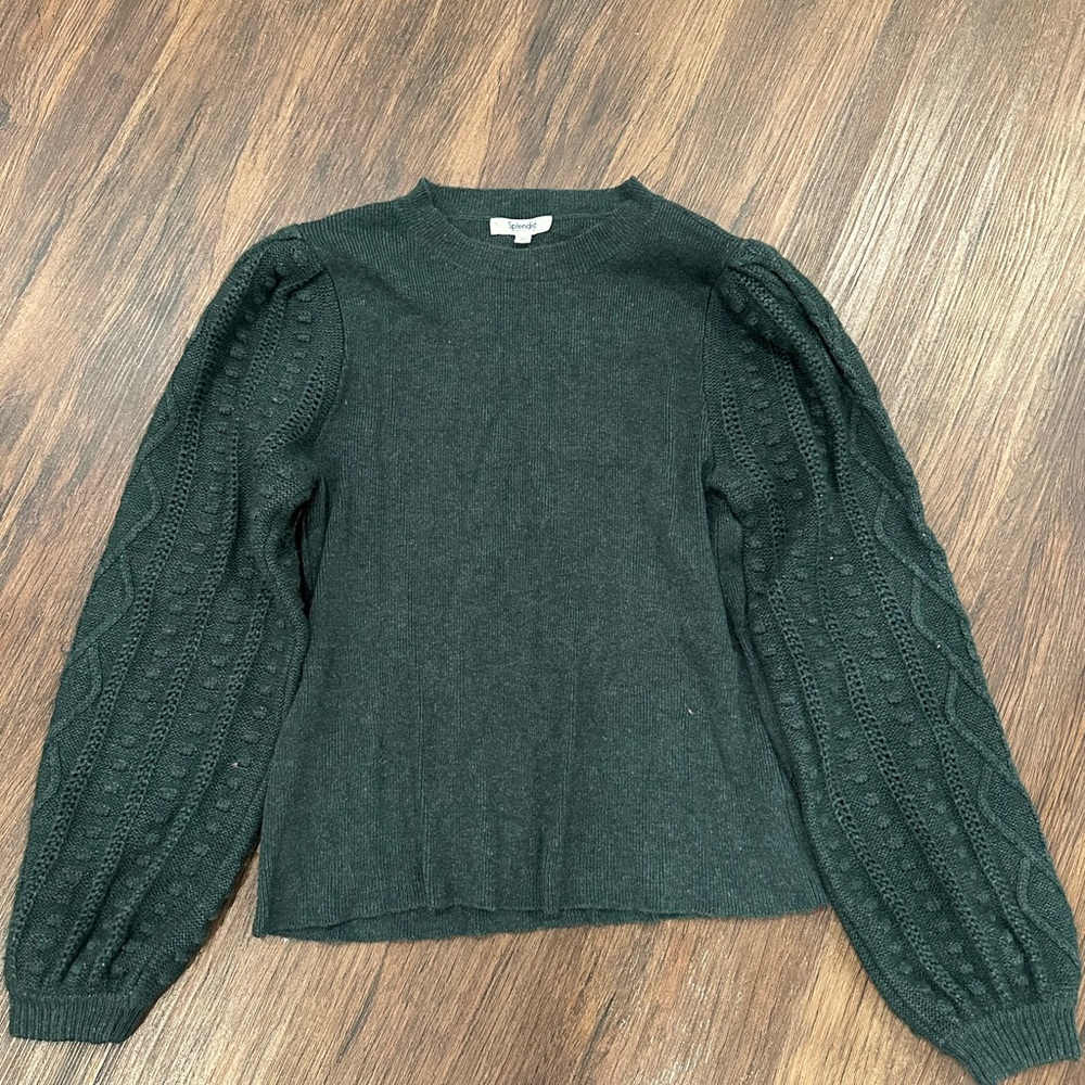 Splendid Forest Green bell sleeved sweater